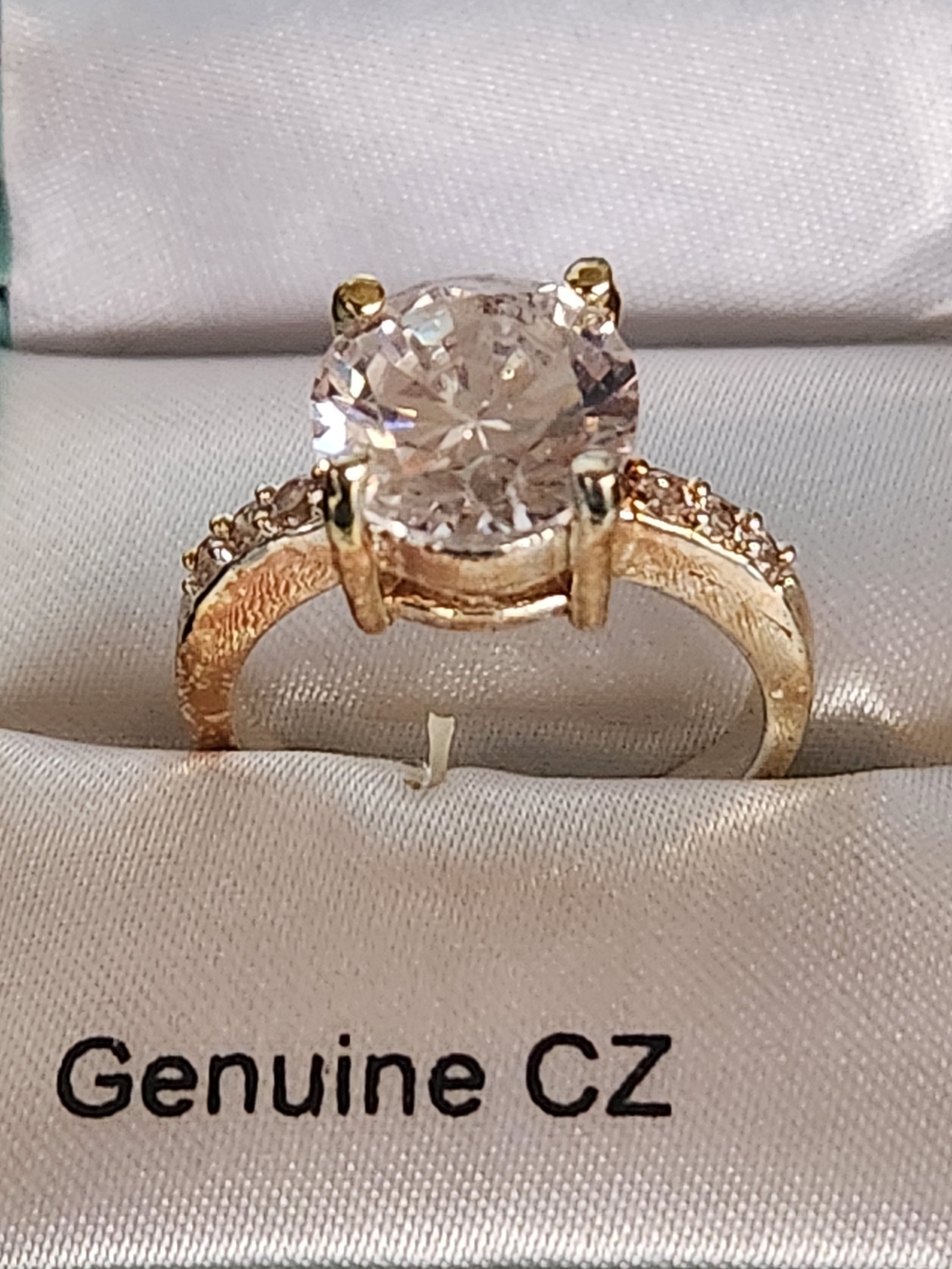Gold-Tone Genuine CZ Solitaire Ring - Clear Stone